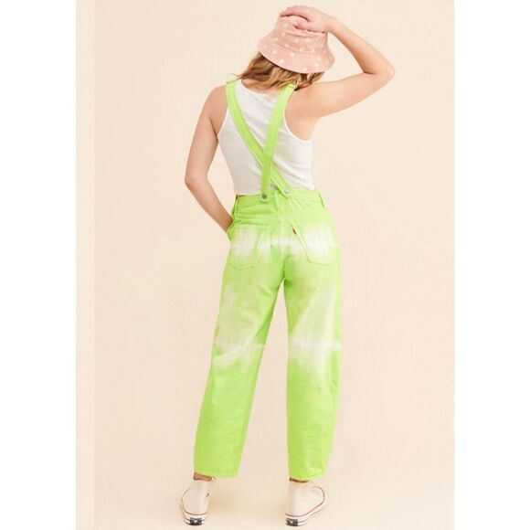 Riley Vintage Matcha Upcycled Tie Dye Overalls Denim Size - Picture 3 of 10